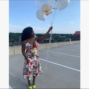 ASOS Premium drop waist scuba floral midi dress